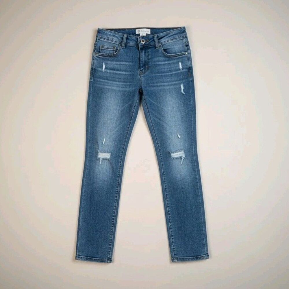 Democracy Jeans Ab Technology Womens 6 Distressed Straight Stretch Denim